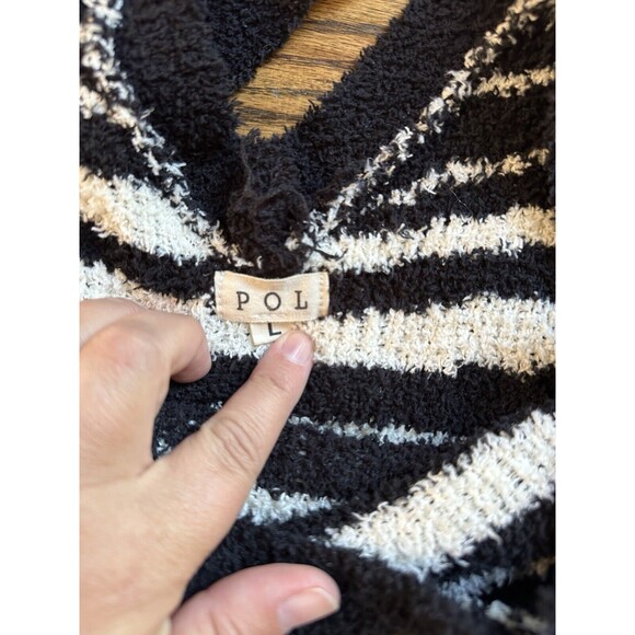 POL Anthro Zebra Print Womens L Sweater Tie Back Cozy Soft Plush Oversized EUC - Picture 4 of 7